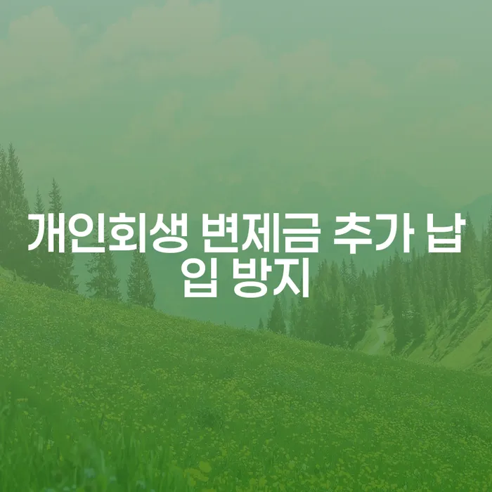개인회생 변제금 추가 납입 방지를 위한 최선의 방법은 무엇인가요?